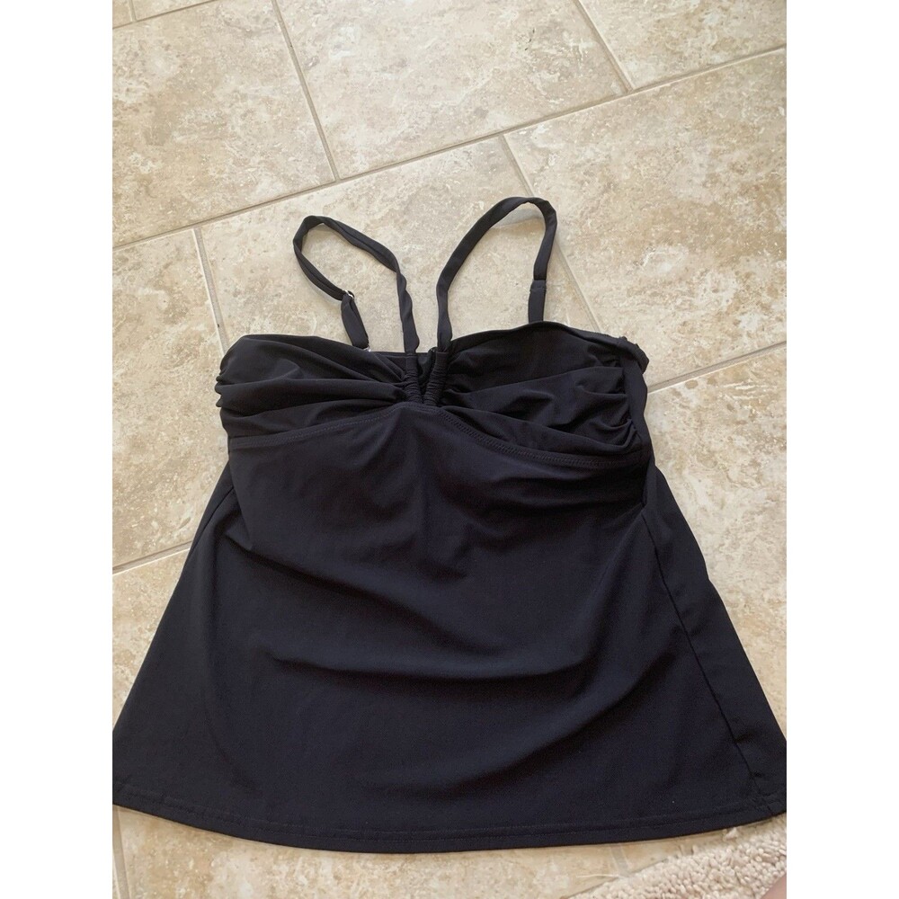 Lands' End Womens Black Tankini Swimsuit Swim Suit Top  Size 8